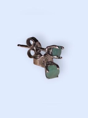 Sterling Silver Emerald Stud Earrings